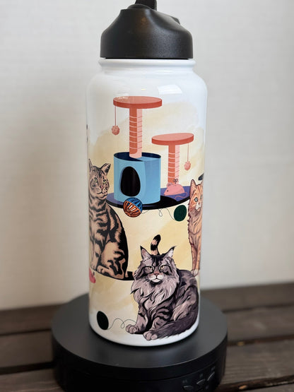 Life Is Better With Cats – 32oz Cat Lover Water Bottle - HisWord Designs