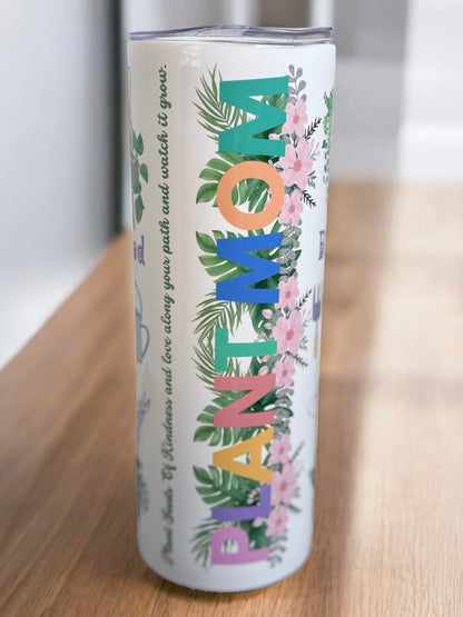 “Plant Mom” 20oz Tumbler – Bloom Where You Are Planted, Grow in Grace - HisWord Designs