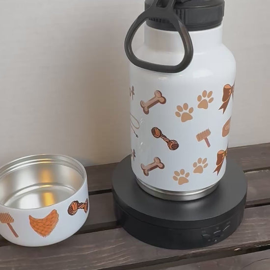 dog hiking bottle with bowl