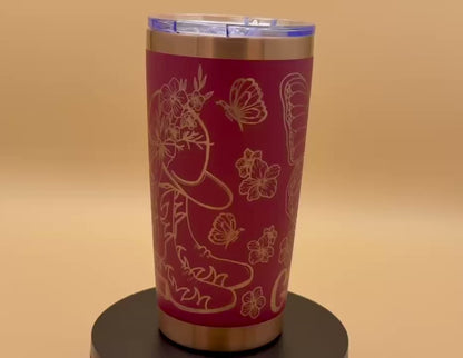 Grace Cowgirl Christian Tumbler | Butterfly Floral Maroon Red Copper Engraved 20 oz
