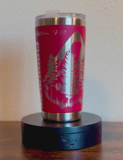 Faith Can Move Mountains – 20 oz Red Engraved Christian Tumbler