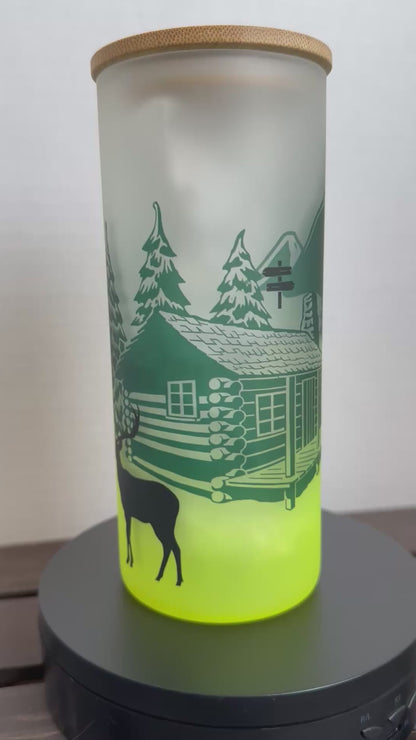 camping vibes frosted glass cup
