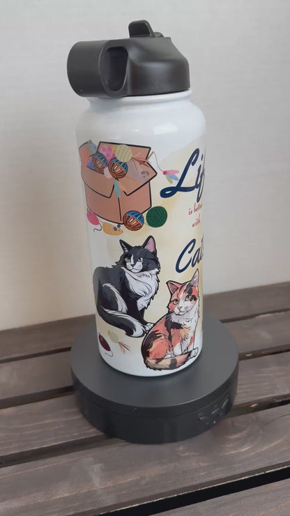 life's better with cats 32 oz bottle