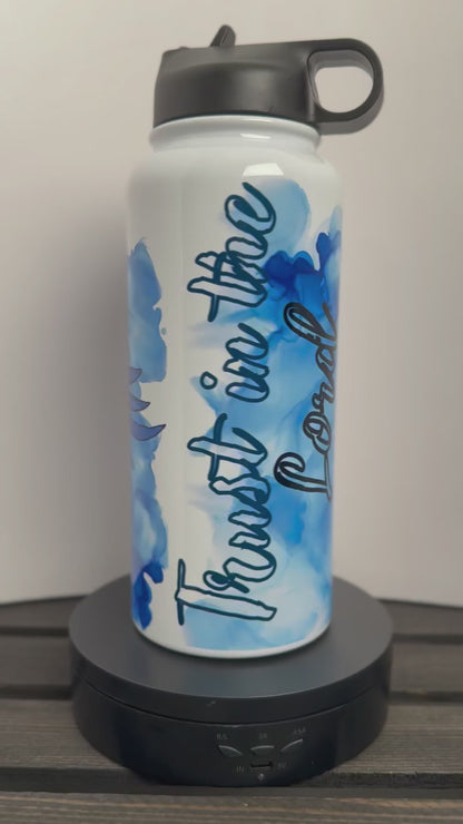 Trust in the Lord 32 oz Water Bottle – Christian Gift with Genesis 8:11 & Psalm 52:8 – Dove & Olive Branch Bible Verse Bottle