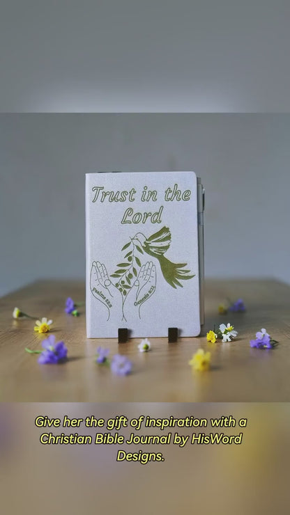 Personalized Christian Gift, Trust in the Lord Prayer Notebook, Hand-Drawn Bible Verse Journal, Laser Engraved Faux Leather devotional book