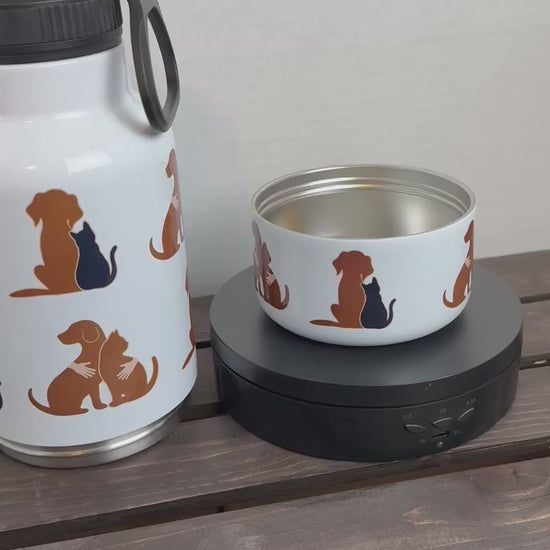 cats and dogs travel bottle with bowl