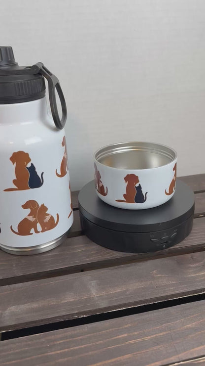cats and dogs travel bottle with bowl