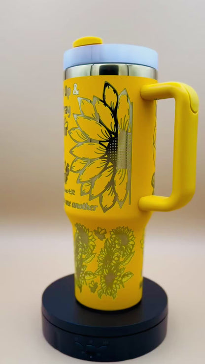Sunflower & Honeybee 40oz Insulated Travel Mug – "Sweet as Honey" Engraved Tumbler
