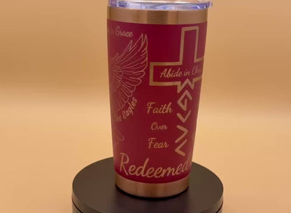 Isaiah 40:31 Christian Eagle Tumbler | Faith Over Fear Copper Engraved 20 oz