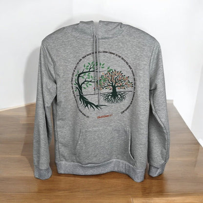 Rooted in Faith Tree Oversized Hoodie – Colossians 2:7 & Mustard Seed Faith | Two Inspiring Tree Designs - HisWord Designs