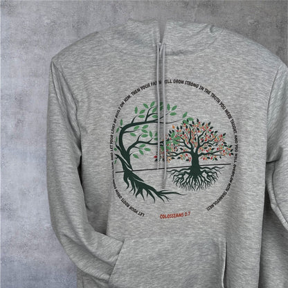 Rooted in Faith Tree Oversized Hoodie – Colossians 2:7 & Mustard Seed Faith | Two Inspiring Tree Designs - HisWord Designs