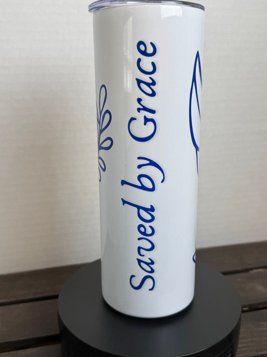 Saved By Grace – 20oz Dove & Scripture Tumbler - HisWord Designs