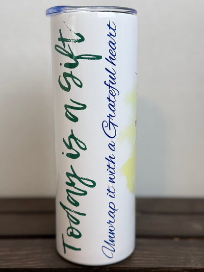“Today is a Gift” 20oz Tumbler – Start Every Day with Gratitude - HisWord Designs