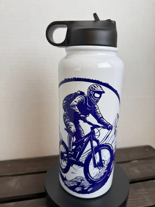 Keep Moving – 32oz Motivational Mountain Biker Water Bottle - HisWord Designs
