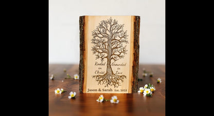 Rooted in Christ Tree of Life Sign – Personalized Engraved Christian Wall Art - His Word Designs