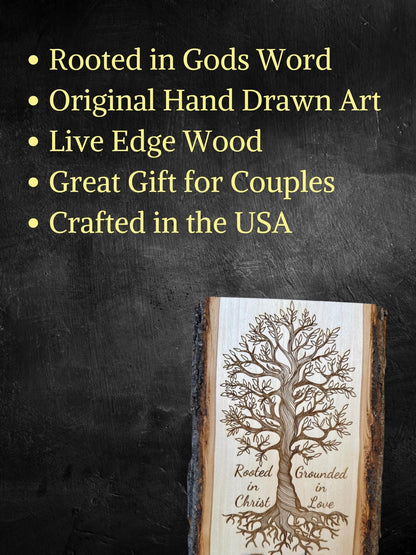 Rooted in Christ Tree of Life Sign – Personalized Engraved Christian Wall Art - His Word Designs